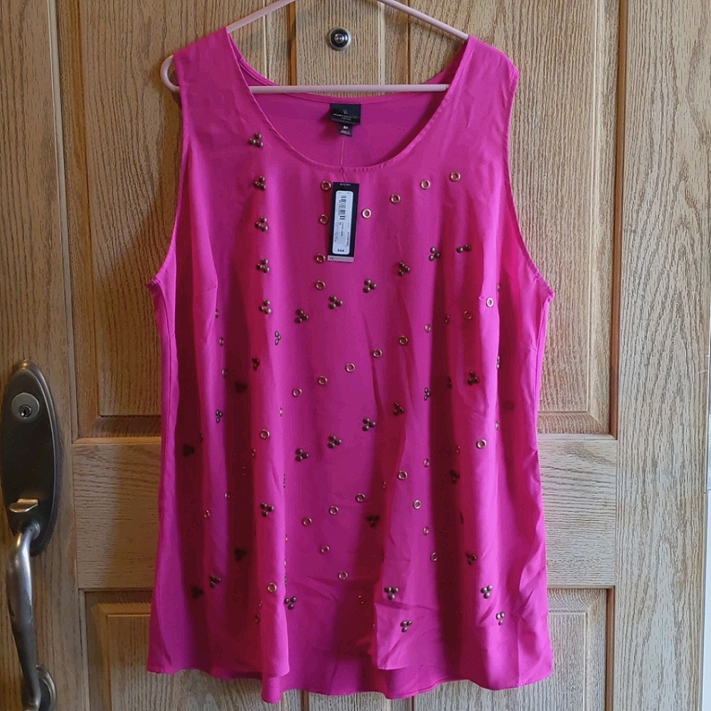 Worthington, size 2X sleeveless pink sheer